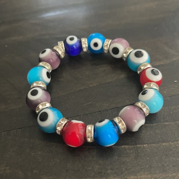 Jewelry - Evil Eye stretch bracelet with rhinestones